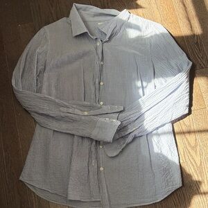 J. Crew Women's Blue Striped Button Down Shirt